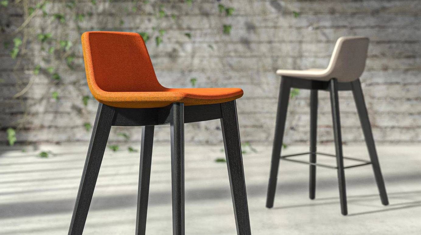 TWIST&SIT High wood base chair, W2 - Ash stained light grey, DU1 - Dark brown